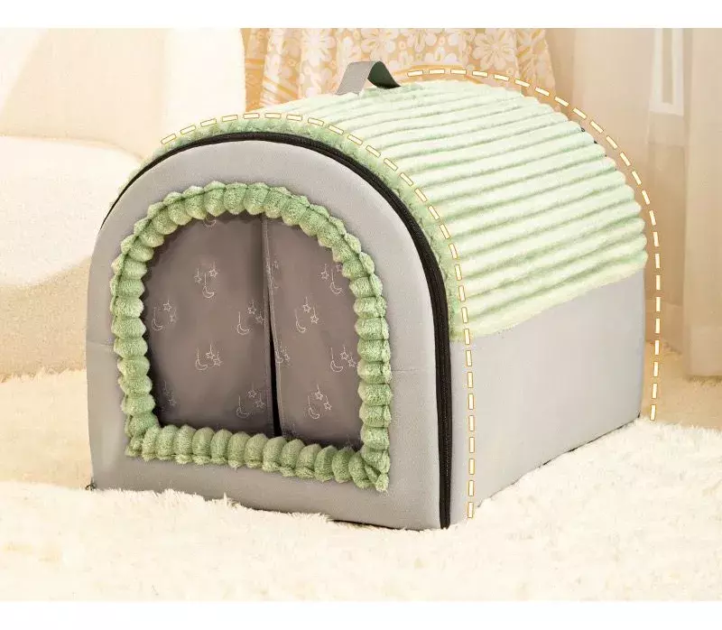 Casa para Mascotas Portátil Plegable Tela Lavable Invierno-6
