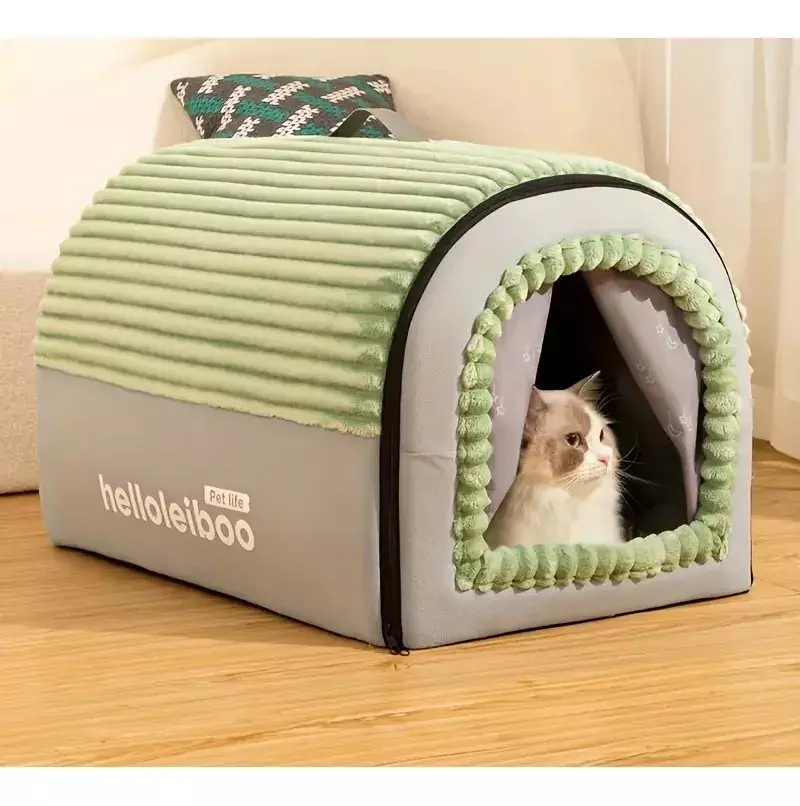 Casa para Mascotas Portátil Plegable Tela Lavable Invierno-7