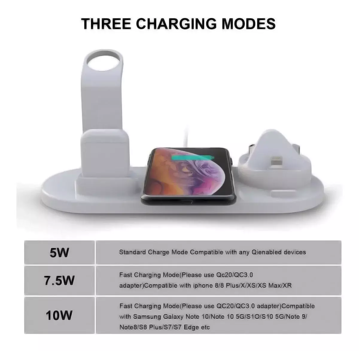 Base de Carga para Múltiples Dispositivos 3 en 1 Universal Vertical Blanca-5