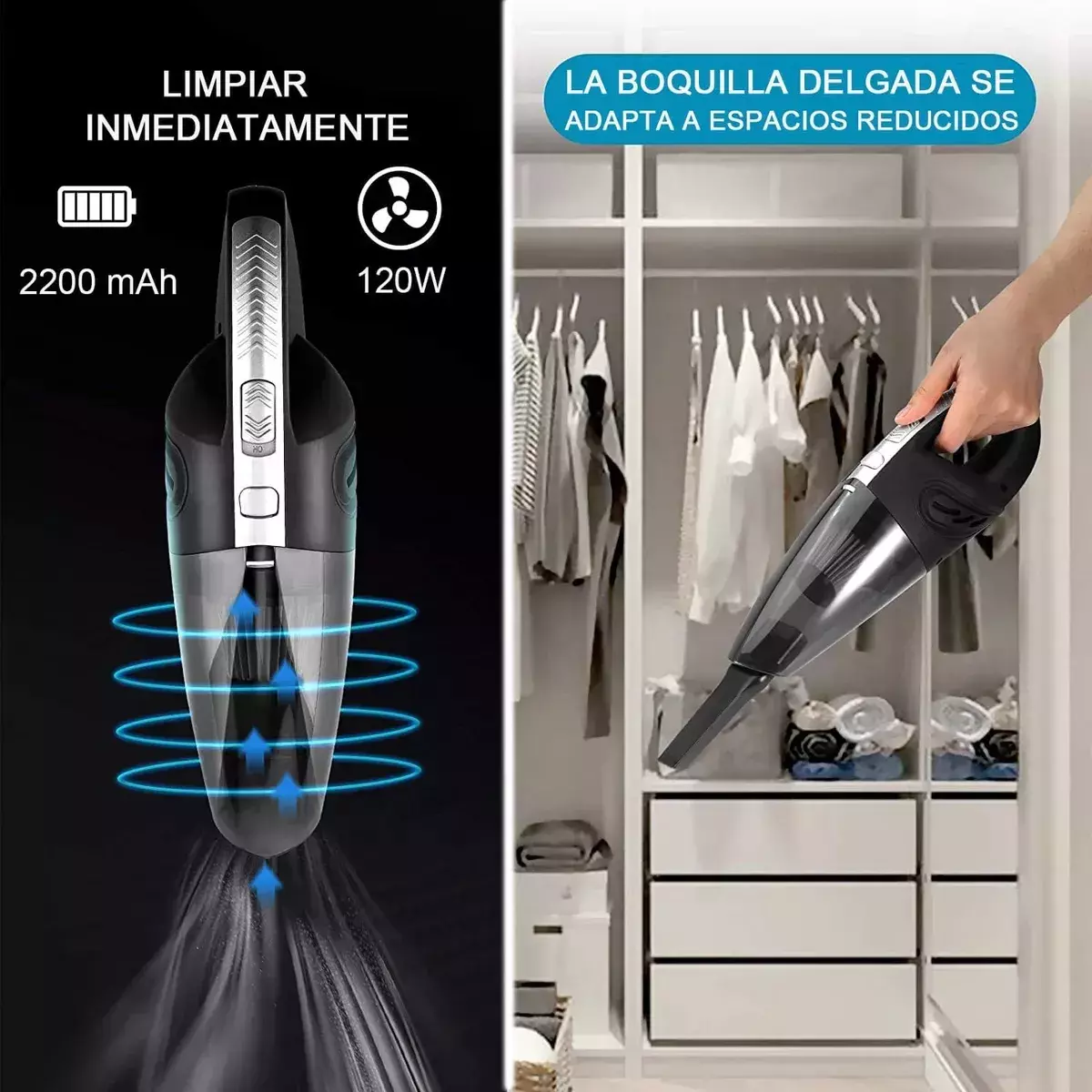 Aspiradora de Mano Portátil 4500PA Fuerte Succión HEPA Lavable-4