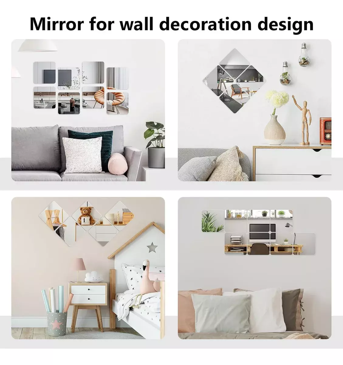 Espejos Adhesivos Acrílicos Flexibles Decorativos 20x20cm 4 Piezas-6