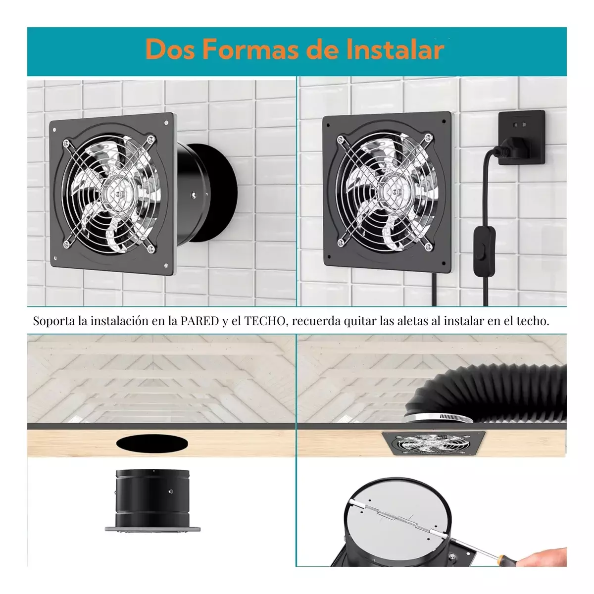 Ventilador Extractor de Cocina Acero Inoxidable 12 Pulgadas 120W-6