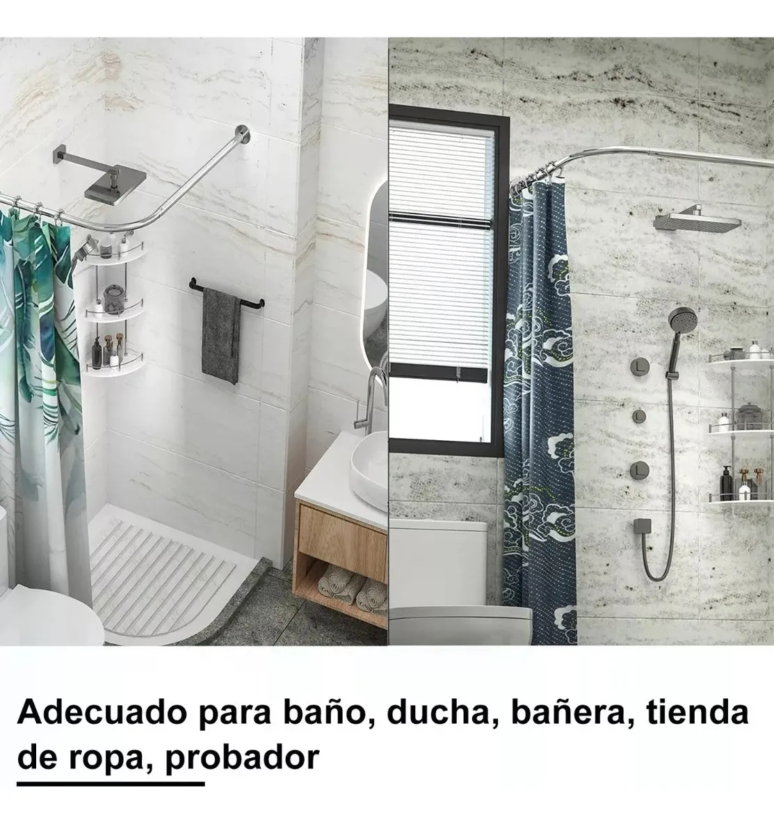 Barra de Ducha Ajustable en Forma de L Acero Inoxidable 100-160 cm-2