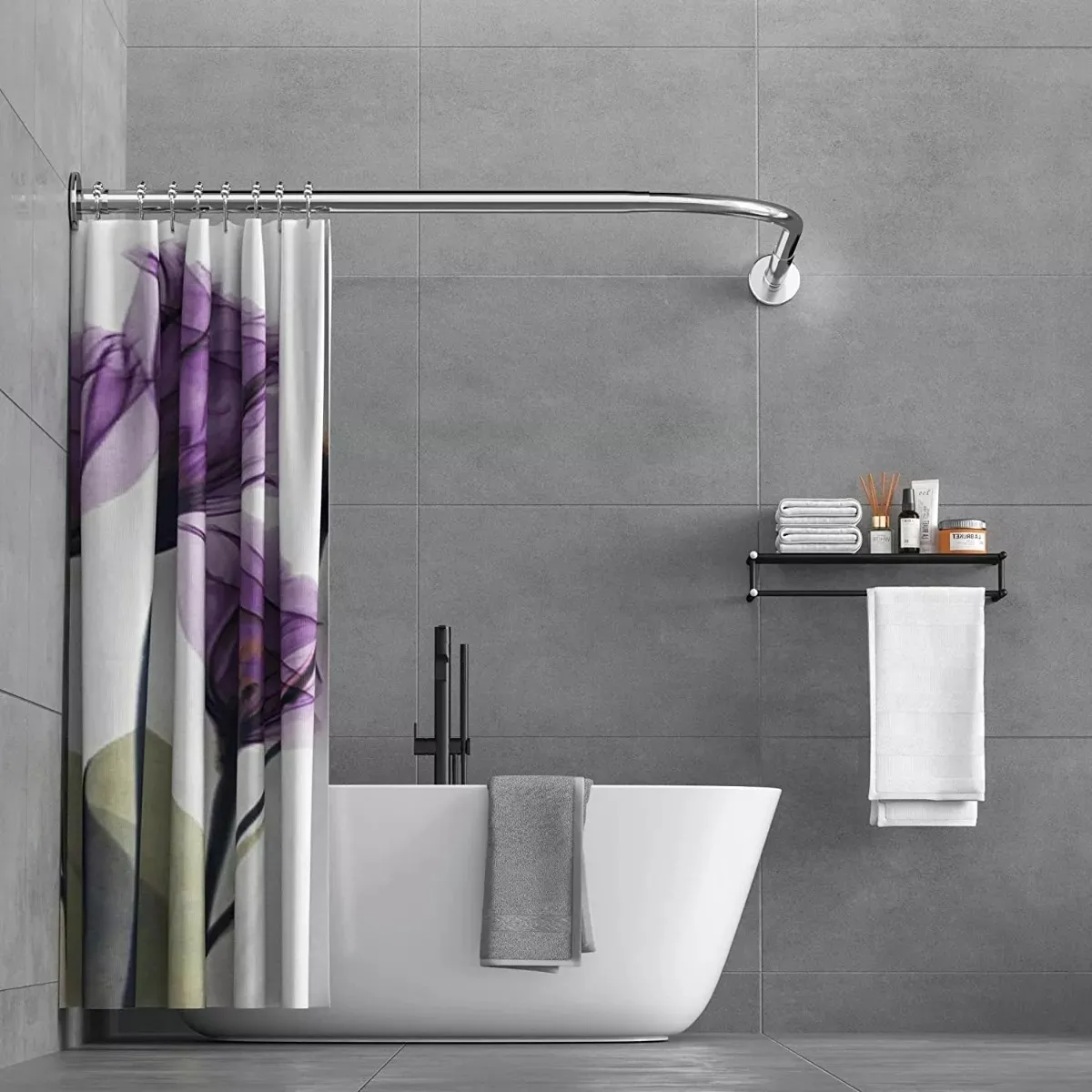 Barra de Ducha Ajustable en Forma de L Acero Inoxidable 100-160 cm-5