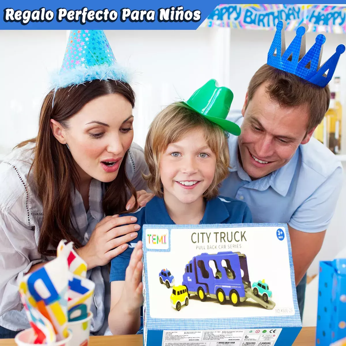 Camión De Juguete Con Coches Tipo Pull Back Luces Y Sonidos-4