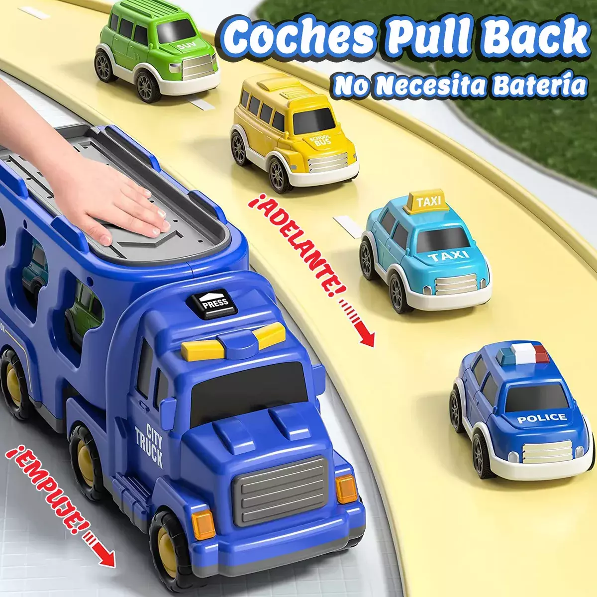 Camión De Juguete Con Coches Tipo Pull Back Luces Y Sonidos-6