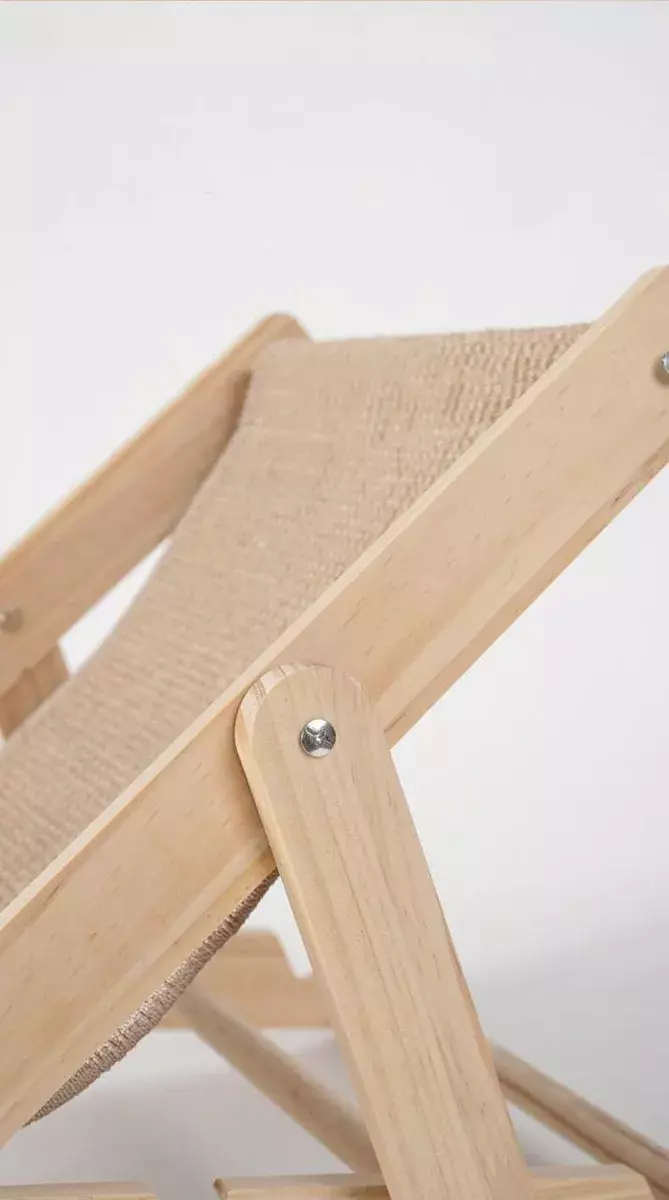 Cama para Gatos Madera y Ratán Ajustable Interior Exterior-2