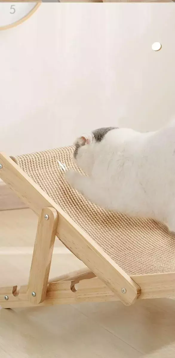 Cama para Gatos Madera y Ratán Ajustable Interior Exterior-3