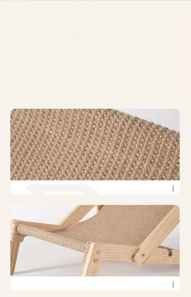 Cama para Gatos Madera y Ratán Ajustable Interior Exterior-4