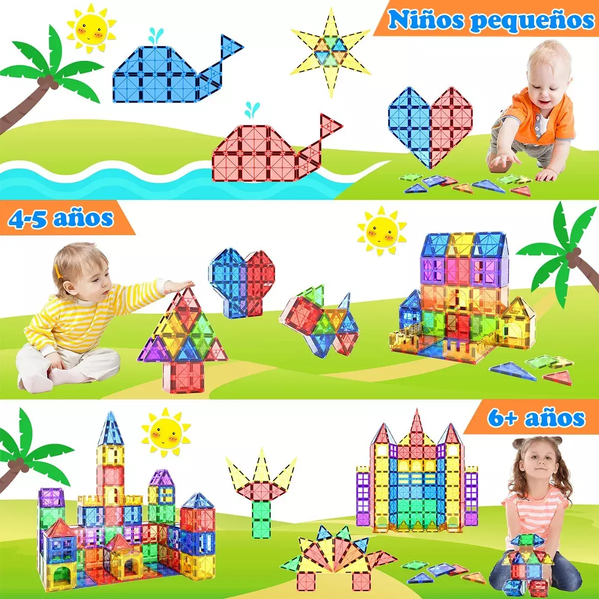 Bloques Magnéticos para Construcción STEM Niños +3 Años Multicolor-5