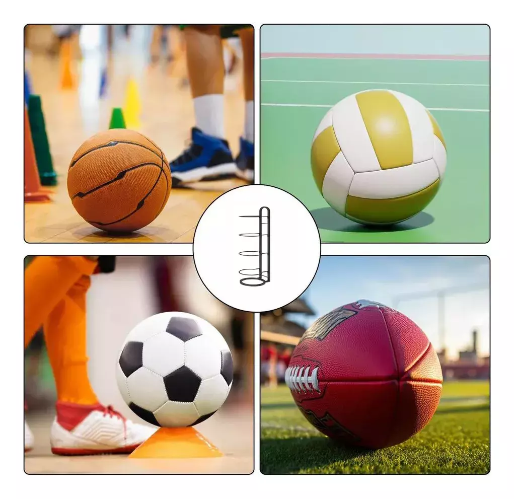 Soporte de Balones Metálico Negro 4 Niveles Tridimensional 89.5 cm-8