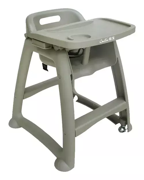 Silla Alta Infantil PP Gris Con Ruedas Ajustable Para 6 Meses A 5 Años-0
