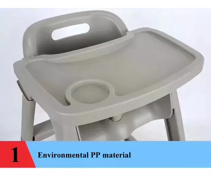 Silla Alta Infantil PP Gris Con Ruedas Ajustable Para 6 Meses A 5 Años-1