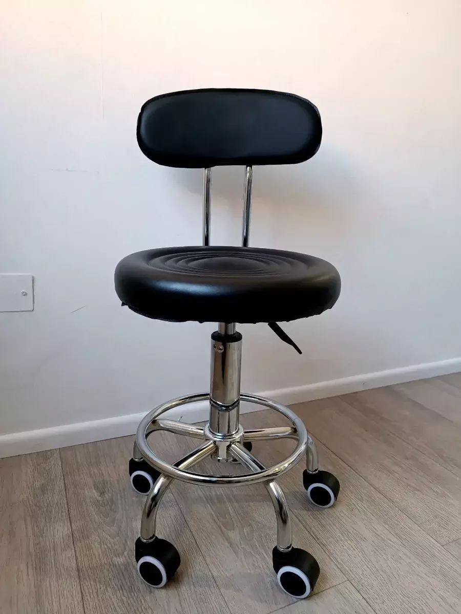 Silla Giratoria Tapizada Altura Ajustable Negro 85cm-2