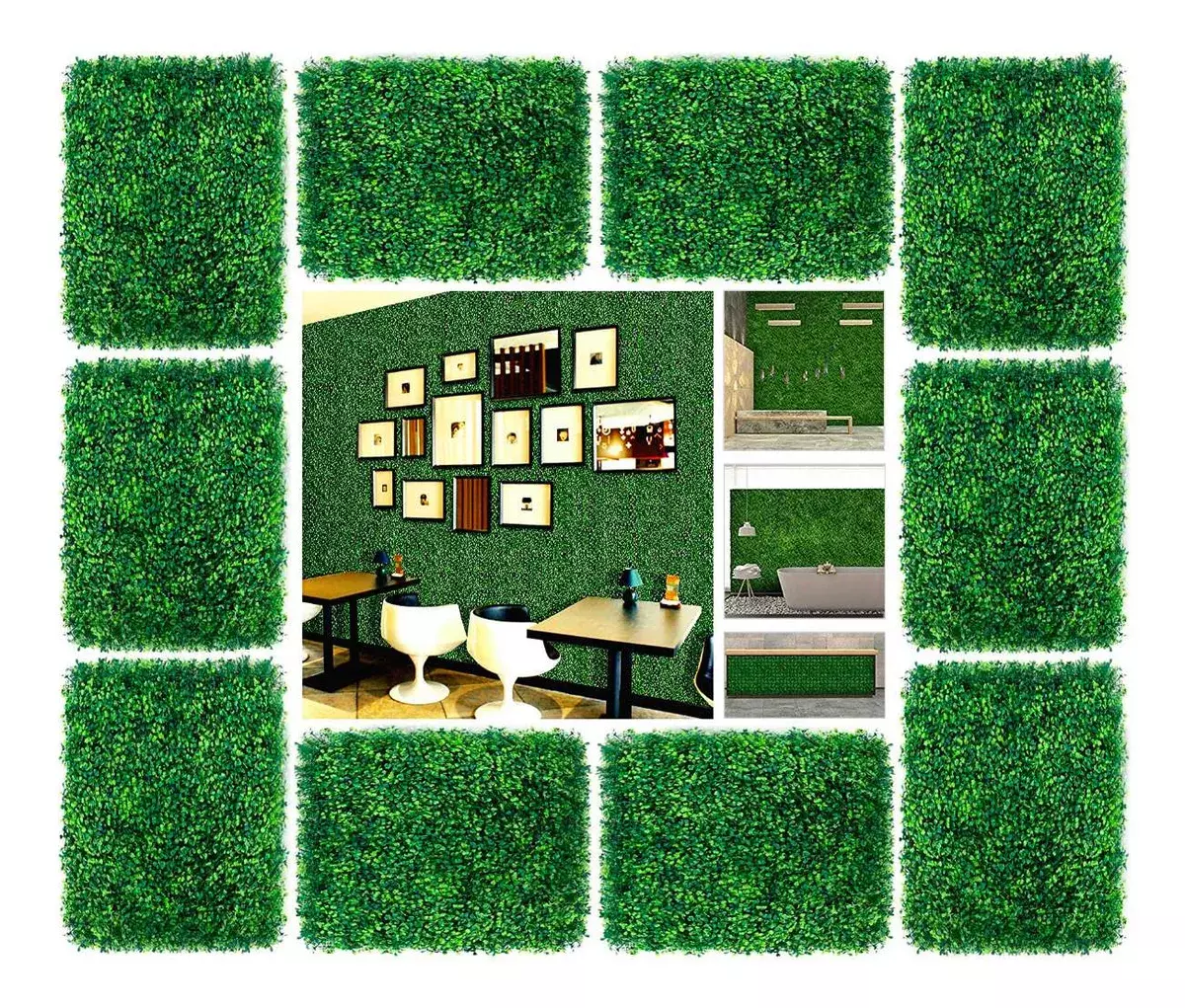 Panel Decorativo de Hojas Sintéticas Verde UV Resistente Exterior e Interior 50x50 cm-3