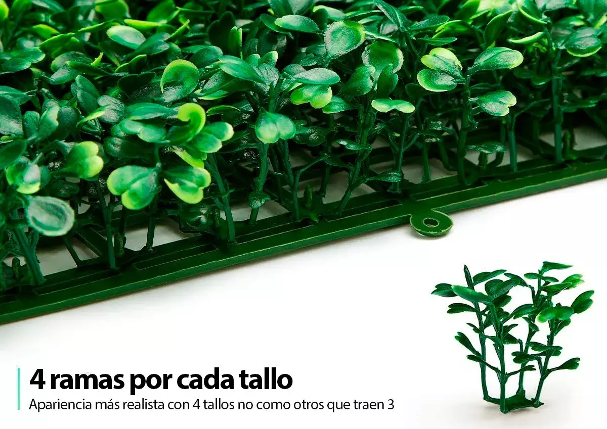 Panel Decorativo de Hojas Sintéticas Verde UV Resistente Exterior e Interior 50x50 cm-6