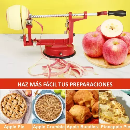 Pelador y Cortador de Manzanas Manual Ajustable Rojo-2