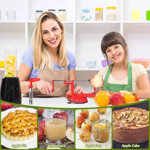 Pelador y Cortador de Manzanas Manual Ajustable Rojo-3