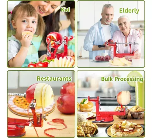 Pelador y Cortador de Manzanas Manual Ajustable Rojo-5