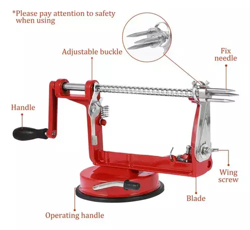 Pelador y Cortador de Manzanas Manual Ajustable Rojo-6