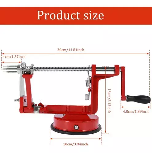 Pelador y Cortador de Manzanas Manual Ajustable Rojo-7