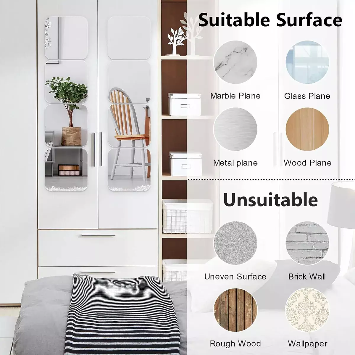 Espejos Acrílicos Adhesivos Cuadrados 20x20cm Antirrotura Decorativos-2