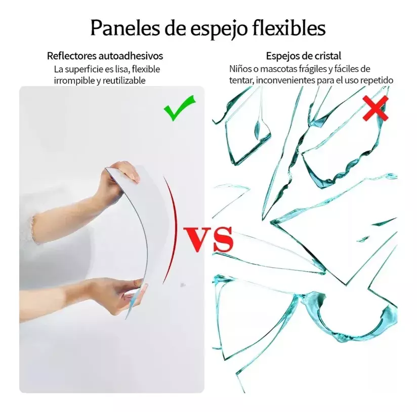 Espejos Acrílicos Adhesivos Cuadrados 20x20cm Antirrotura Decorativos-5