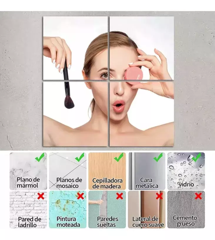 Espejos Acrílicos Adhesivos Cuadrados 20x20cm Antirrotura Decorativos-8