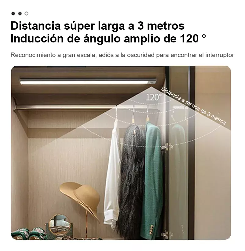 Luz LED de Inducción Ajustable Ultradelgada USB Carga Tricolor 30cm-7