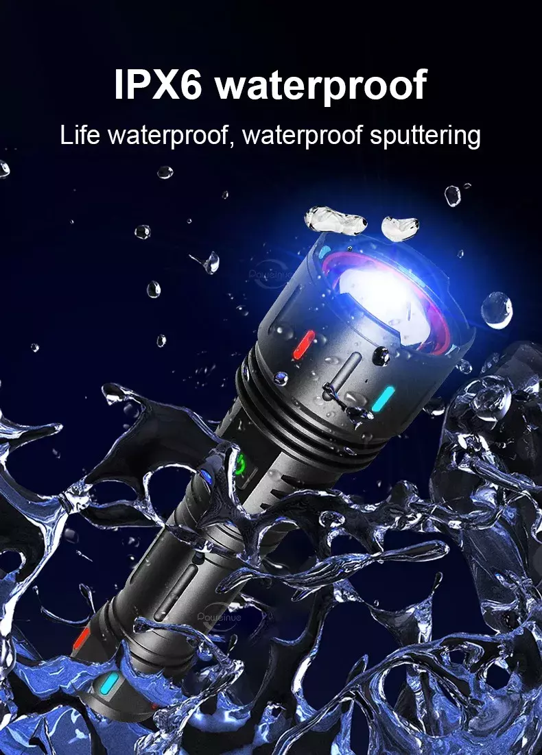 Linterna LED Recargable IPX6 Impermeable 5 Modos USB Tipo-C-9