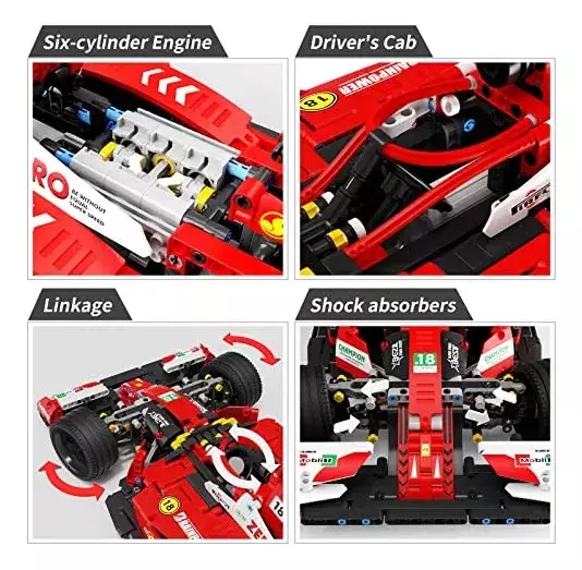 Auto de Carreras Bloques de Construcción Modelo XL Rojos 6+ Años-3