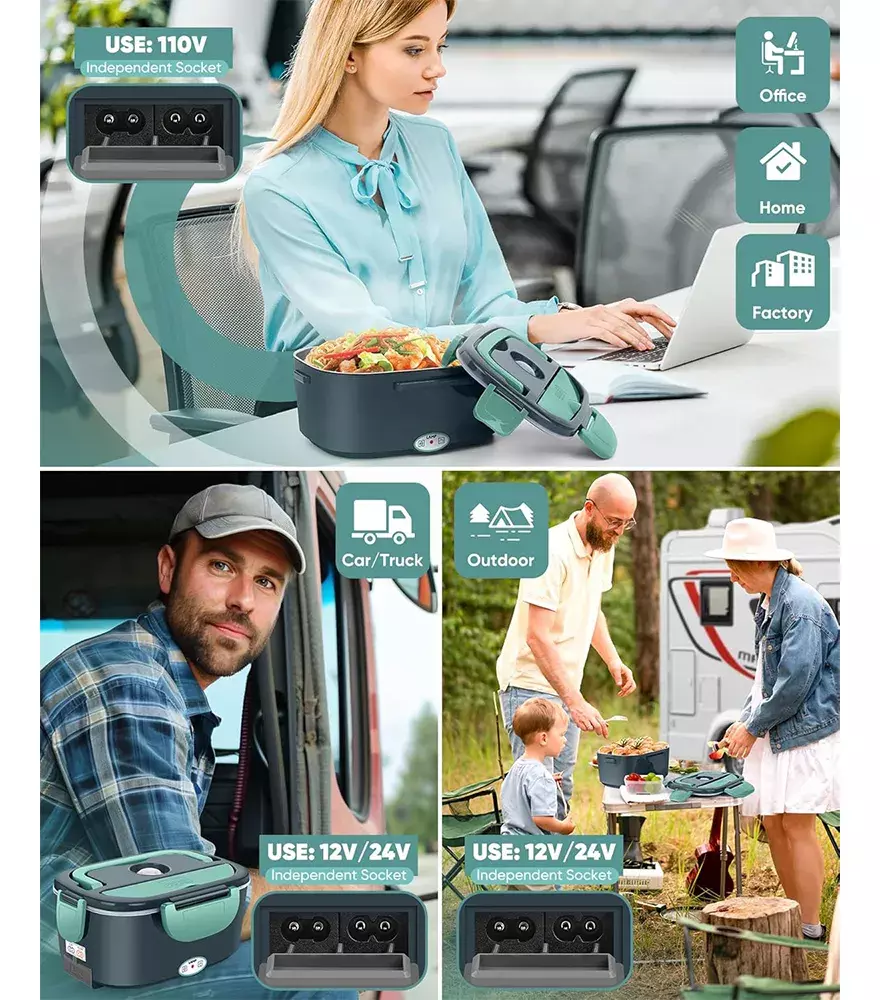 Lonchera Eléctrica Portátil 1.5L Acero Inoxidable 80W-5