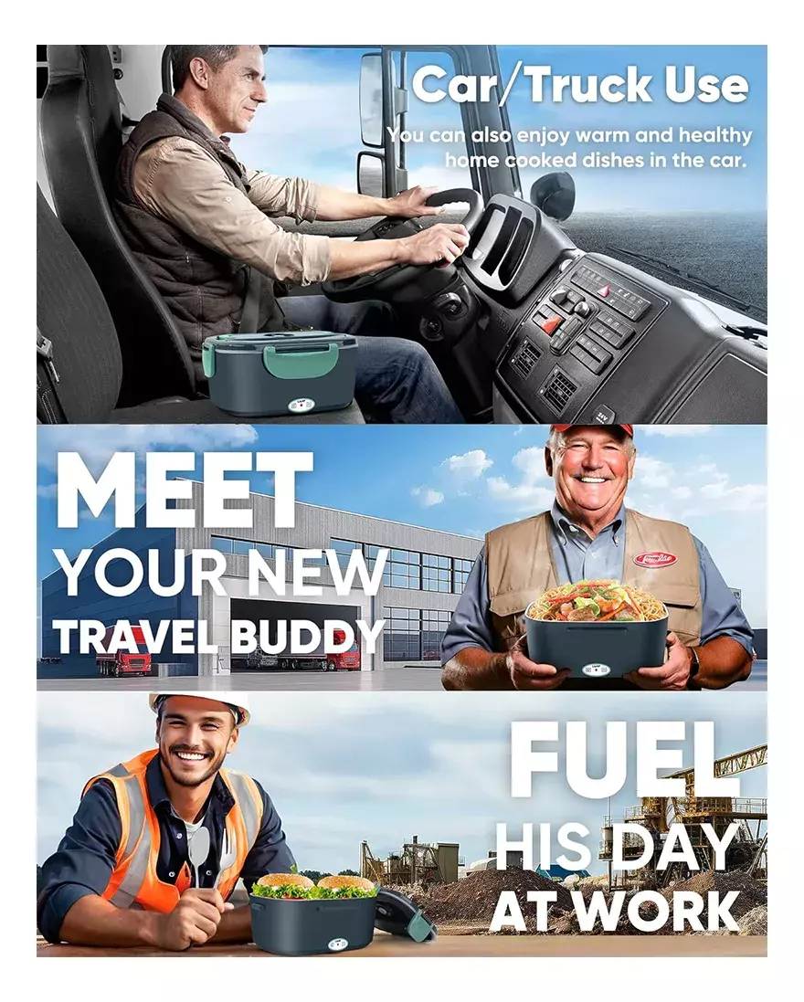 Lonchera Eléctrica Portátil 1.5L Acero Inoxidable 80W-9