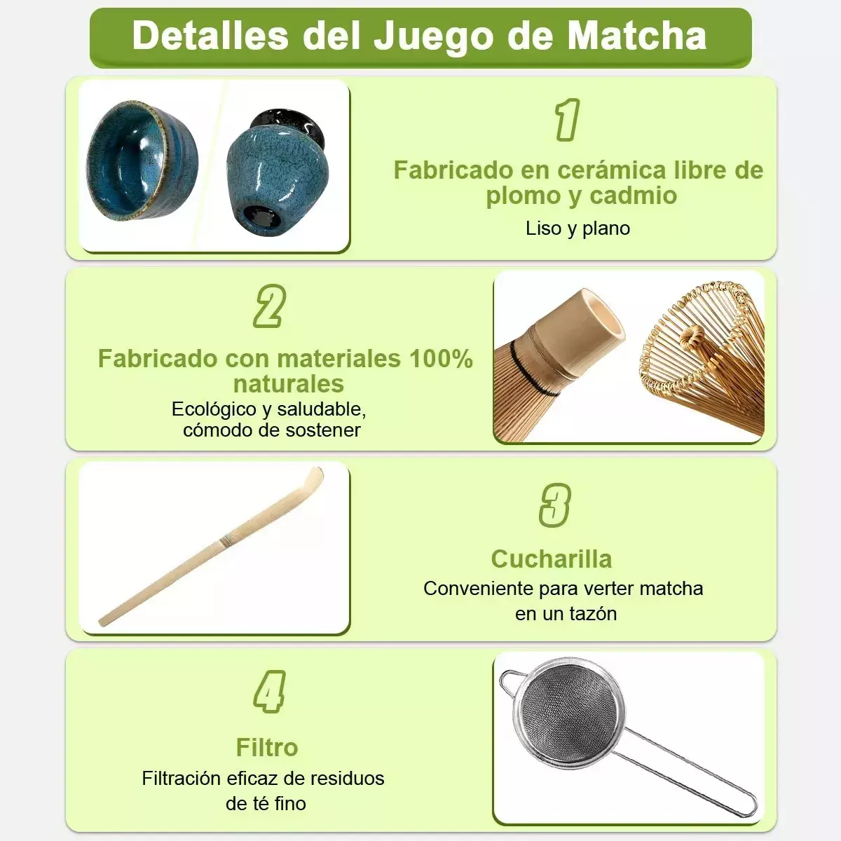 Kit de Té Matcha Tradicional Cerámica Natural Accesorios Completo-2