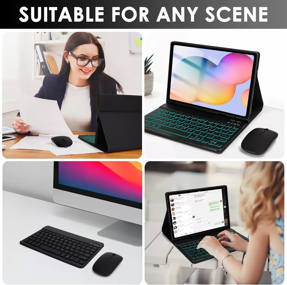 Teclado Inalámbrico con Funda Protectora Ajustable Compatible con Samsung Tab S6 Lite 10.4”-5