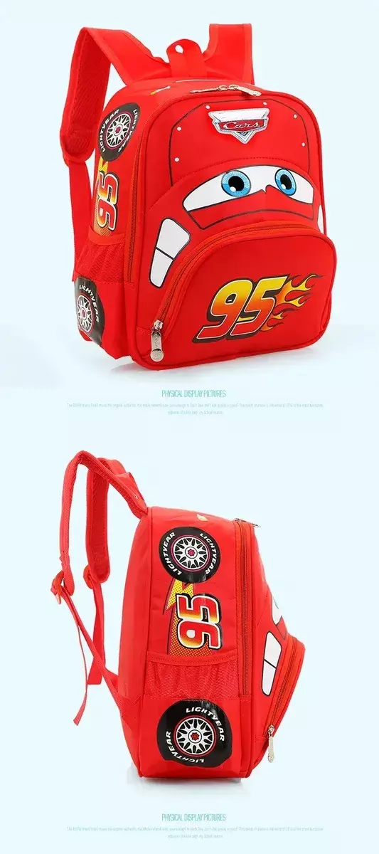Mochila Infantil Impermeable Diseño Cars Rojo 33cm-4
