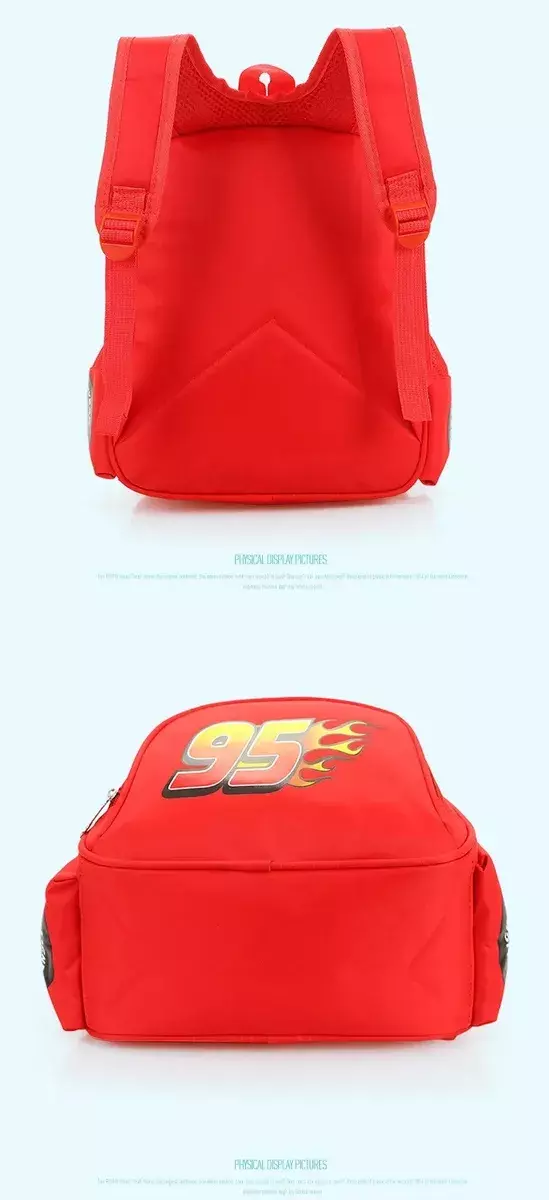 Mochila Infantil Impermeable Diseño Cars Rojo 33cm-5