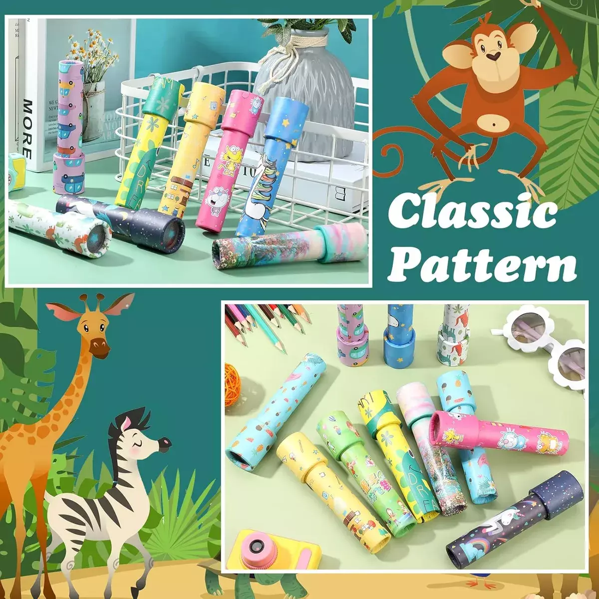 Caleidoscopio Infantil Papel Gráfico Multicolor 24 Piezas-2