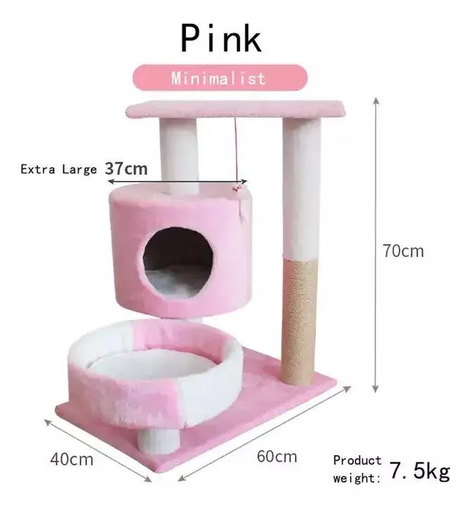 Árbol Rascador para Gatos Minimalista Extra Grande Rosa 70cm-2