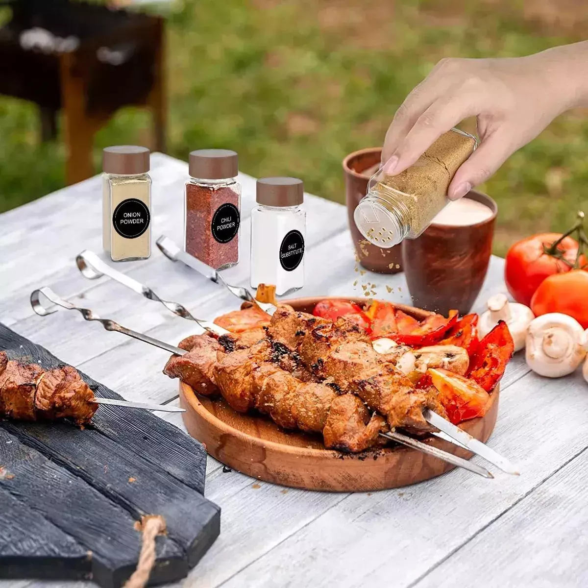 Frascos de Especias Vidrio Transparente Con Tapa Hermética 12 Unidades-4