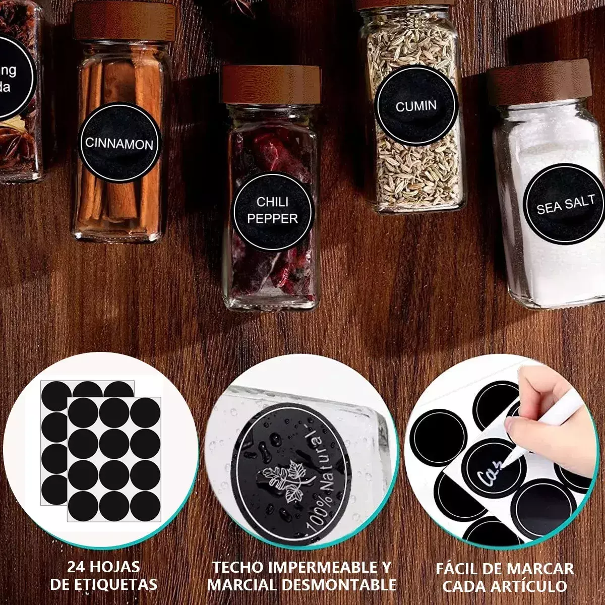 Frascos de Especias Vidrio Transparente Con Tapa Hermética 12 Unidades-7