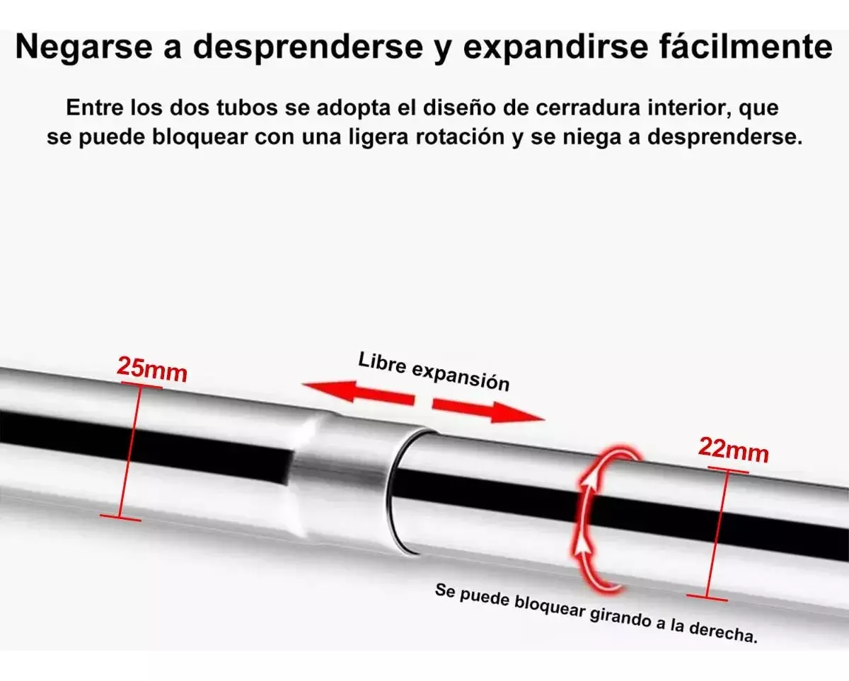 Barra Curvada Ajustable Para Cortina de Baño Acero Inoxidable-4