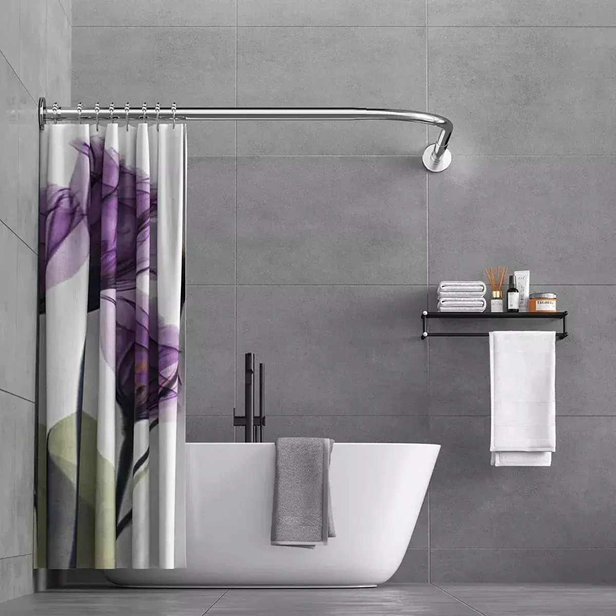 Barra Curvada Ajustable Para Cortina de Baño Acero Inoxidable-5