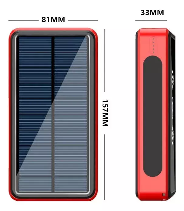 Power Bank Solar 80,000mAh Cableado e Inalámbrico Rojo USB Tipo-C-1