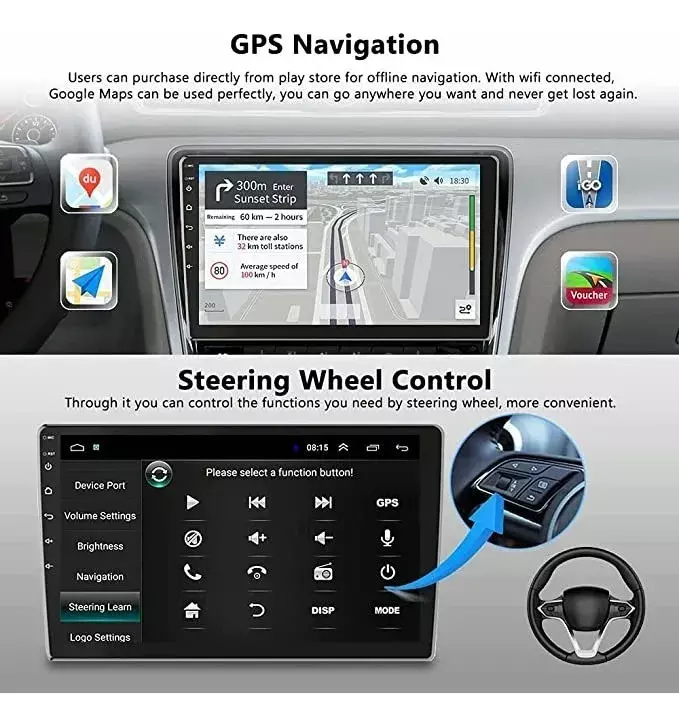 Radio Para Auto Android 9 Pulgadas Pantalla Táctil Bluetooth GPS WiFi-1