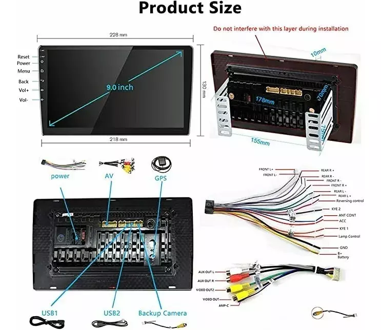 Radio Para Auto Android 9 Pulgadas Pantalla Táctil Bluetooth GPS WiFi-4
