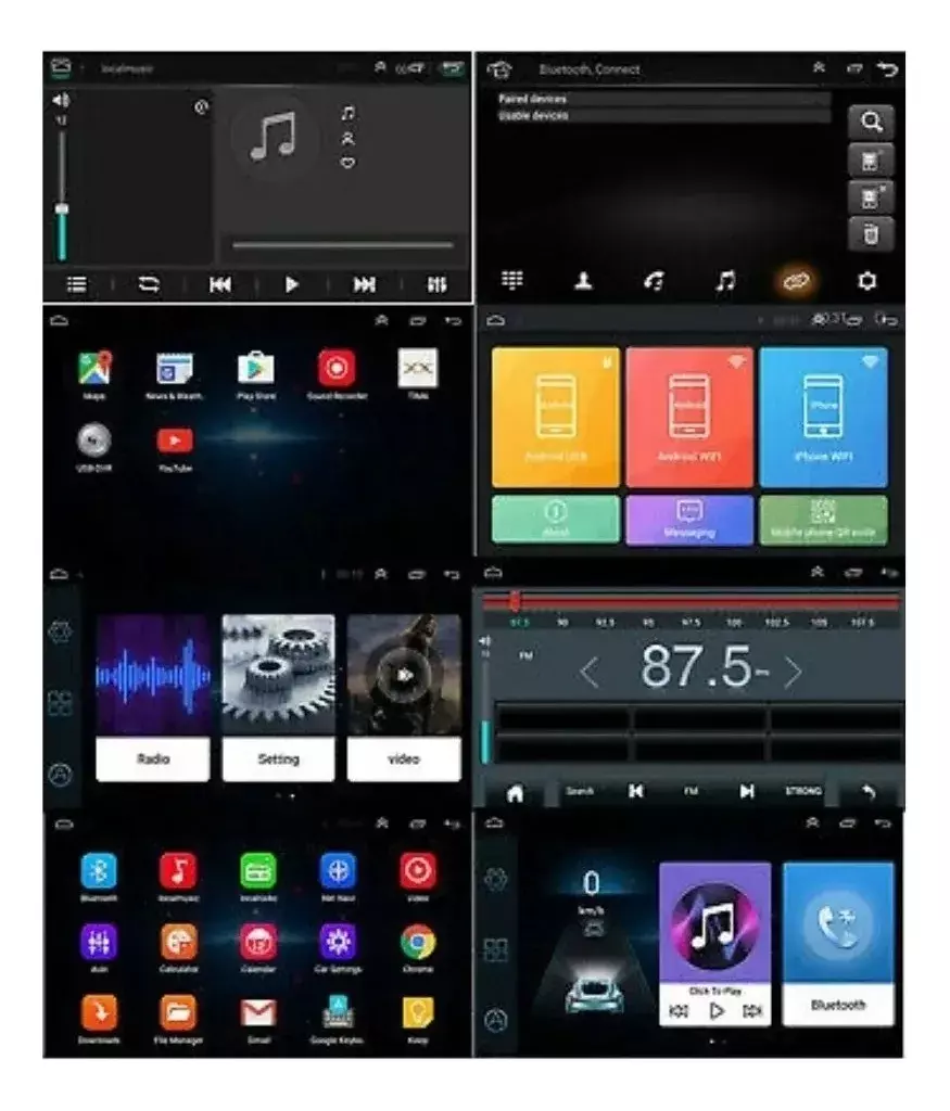 Radio Para Auto Android 9 Pulgadas Pantalla Táctil Bluetooth GPS WiFi-6