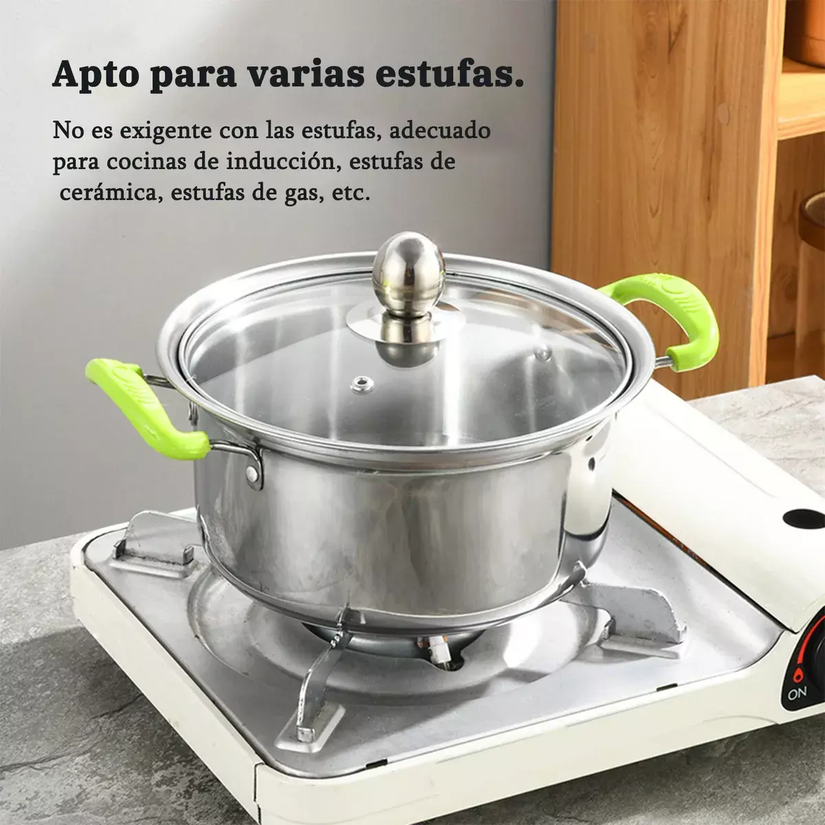 Juego de Ollas Acero Inoxidable Fondo Plano Antiadherente 3 Piezas-4