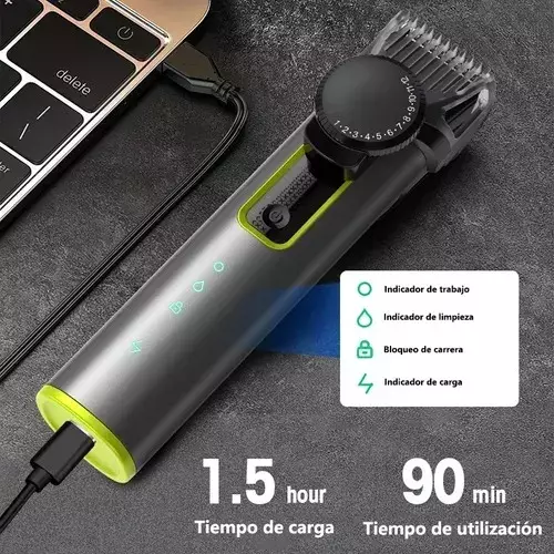 Máquina Cortadora de Pelo Ajustable Hombre IPX5 Acero Inoxidable-6