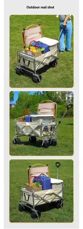 Carro Plegable de Carga 150L Estructura Acero Tela Oxford Ruedas Todo Terreno  -4